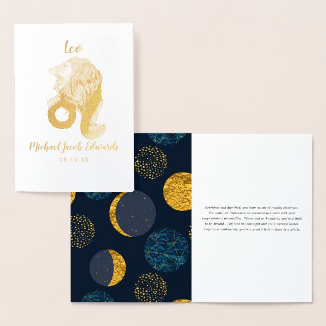 Carte Dorée Astrologie de Leo | Signe zodiaque personnalisé (Affichage)