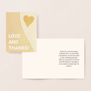 Carte Dorée Attraper l'attention, audacieux "AMOUR ET MERCI !"