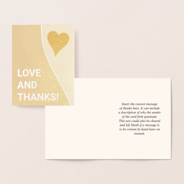 Carte Dorée Attraper l'attention, audacieux "AMOUR ET MERCI !" (Affichage)