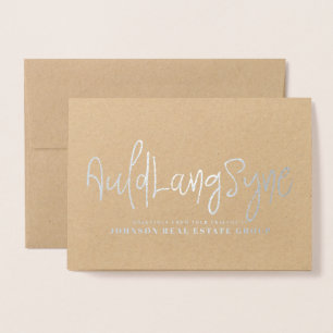 Carte Dorée Auld Lang Syne Typographie Salutations de vacanc