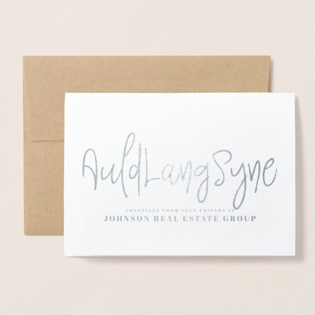 Carte Dorée Auld Lang Syne Typographie | Salutations de vacanc (Devant avec enveloppe)