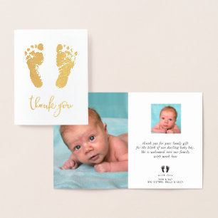 Carte Dorée BABY MERCI photo mignonette pattes potelées