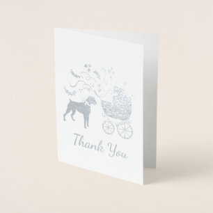 Carte Dorée Baby shower Chien Boxer Chien Chien Chien Gris Pup