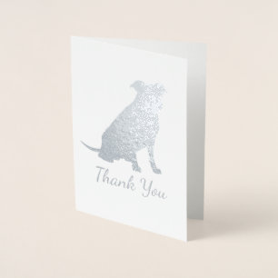 Carte Dorée Baby shower de chien en argent Pit taureau fille P