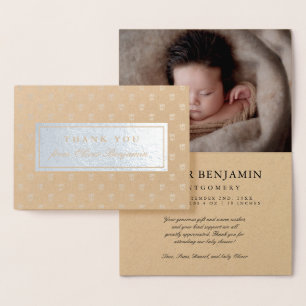 Carte Dorée Baby shower de l'Merci de l' de la couronne d'Arge