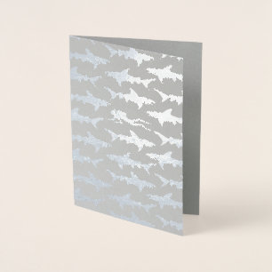 Carte Dorée Baignades plongeurs avec requins Anniversaire ou N