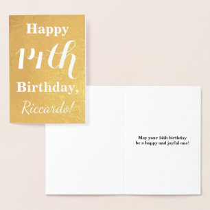Carte Dorée Base Gold Foil 14e anniversaire + Nom personnalisé