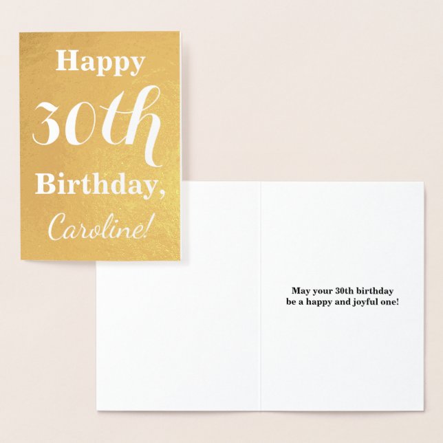 Carte Dorée Base Gold Foil 30e anniversaire + Nom personnalisé (Affichage)