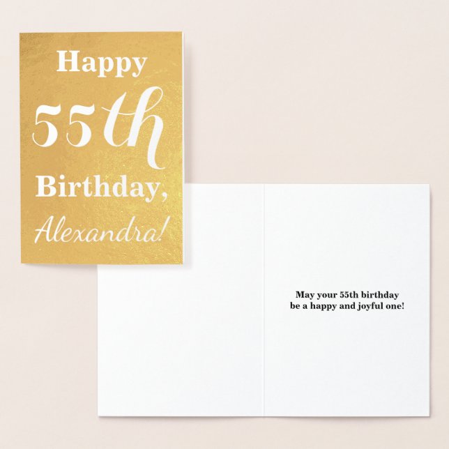 Carte Dorée Base Gold Foil 55e anniversaire + Nom personnalisé (Affichage)