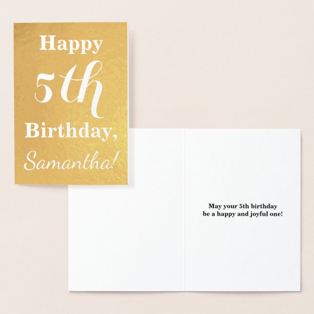 Carte Dorée Base Gold Foil 5e anniversaire + Nom personnalisé (Affichage)