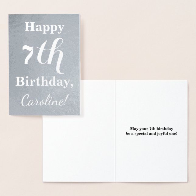 Carte Dorée Base Silver Foil 7e anniversaire + Nom personnalis (Affichage)