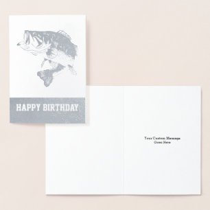 Carte Dorée Basse Pêche joyeuse Anniversaire Hommes Custom Fis