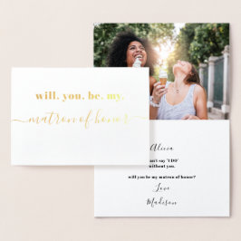 Carte Dorée Be My Matron of Honor - Photo Inside - Modern Gold