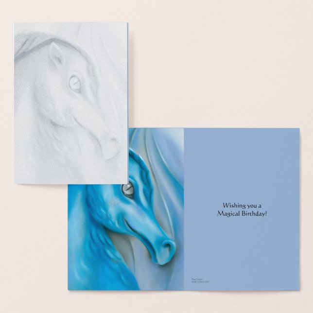 Carte Dorée Blue Dragon Pastel Art Anniversaire (Affichage)