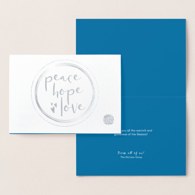 Carte Dorée Blue Peace hope love Business logo (Affichage)
