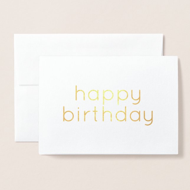 Carte Dorée Bon anniversaire simple moderne Gold Foil Card (Devant avec enveloppe)