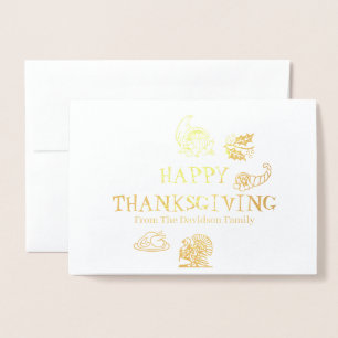 Carte Dorée Bon thanksgiving personnalisé nom de famille vacan