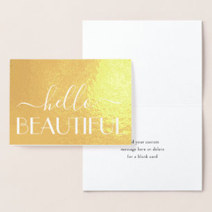 Carte Dorée Bonjour jolie note pliée typographie chic moderne