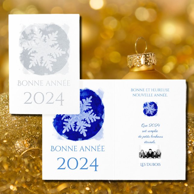 Carte Dorée Bonne Annee - Flocon de neige - 2025 argent (Créateur téléchargé)