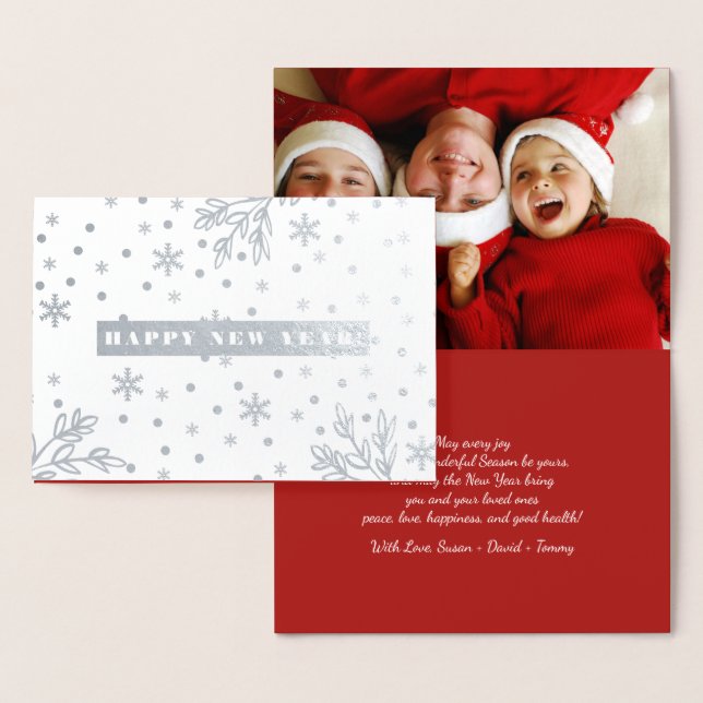 Carte Dorée Bonne année. Photo personnalisée Luxe (Affichage)