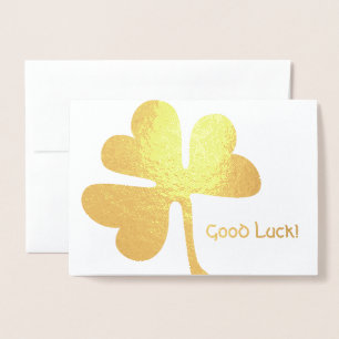 Carte Dorée Bonne Chance !   Or Shamrock irlandais
