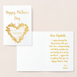 Carte Dorée Bonne fête des mères à ma femme