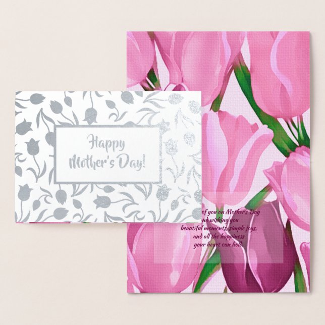 Carte Dorée Bonne fête des mères. Peinture Tulip Luxe (Affichage)