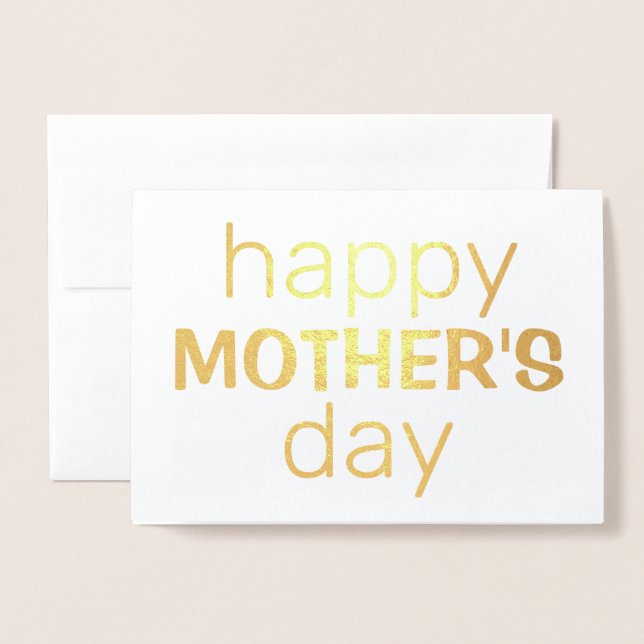 Carte Dorée Bonne fête des mères | Real Gold Foil | Texte pers (Devant avec enveloppe)