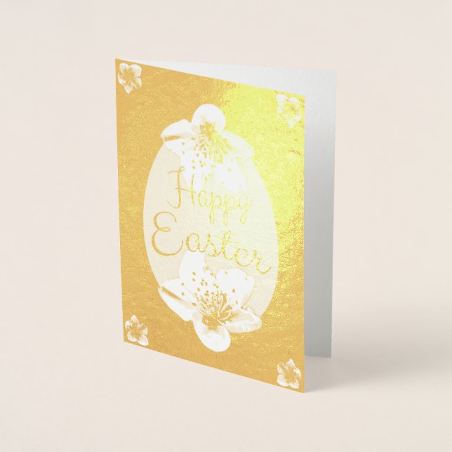 Carte Dorée Bonne Pâques à votre famille ! (Devant)