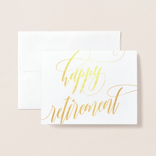Carte Dorée Bonne retraite Tourbillonnant calligraphie (Devant avec enveloppe)