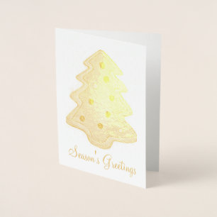 Carte Dorée Bonnes Fêtes Noël Arbre sucre Cookie