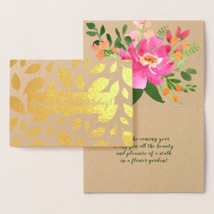 Carte Dorée Bouquet d'aquarelle toute occasion personnalisée