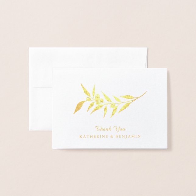Carte Dorée Branche d'olive Gold File | Mariage (Devant avec enveloppe)