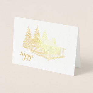 Carte Dorée cabine de hygge dans la feuille d'or en bois