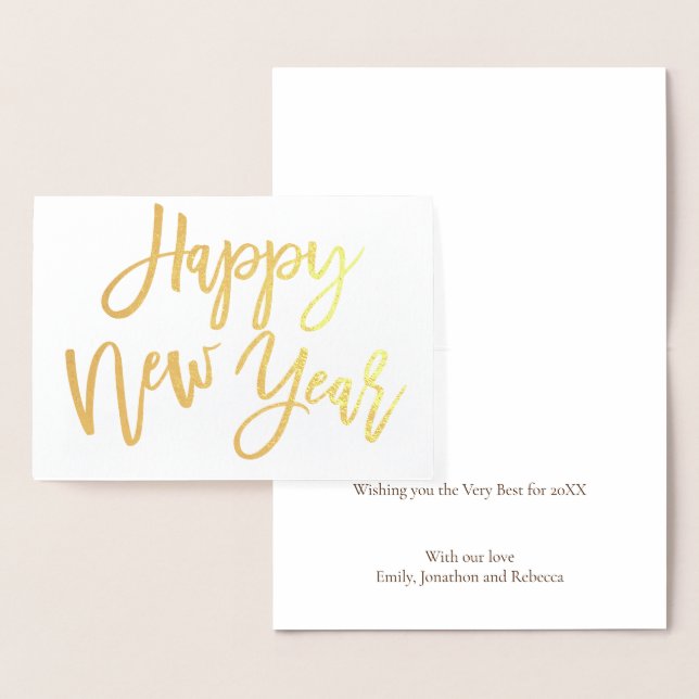 Carte Dorée Calligraphie Joyeux Nouvel An Gold Real (Affichage)