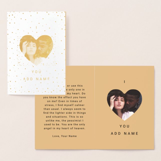 Carte Dorée Camel I Love You Luxury Photo Text Valentines (Affichage)