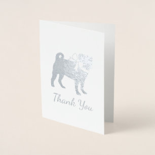 Carte Dorée Carlin Chien Baby shower Garçon Bleu avec Bow