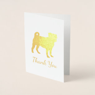 Carte Dorée Carlin chien Baby shower rose chiot fille