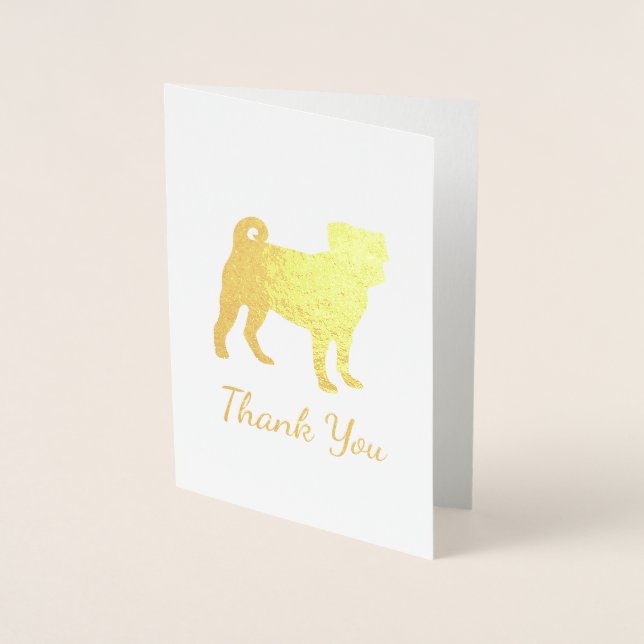 Carte Dorée Carlin Chien Baby shower Thème Chien Chiot Neutre  (Devant)