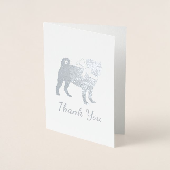 Carte Dorée Carlin Chien Baby shower Thème Chien Chiot Neutre  (Devant)