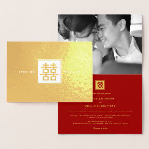 Carte Dorée Carré classique double bonheur Mariage chinois