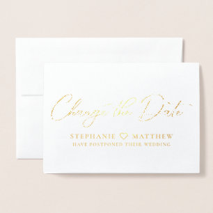 Carte Dorée Change The Date Élégant Police de caractères Scrip
