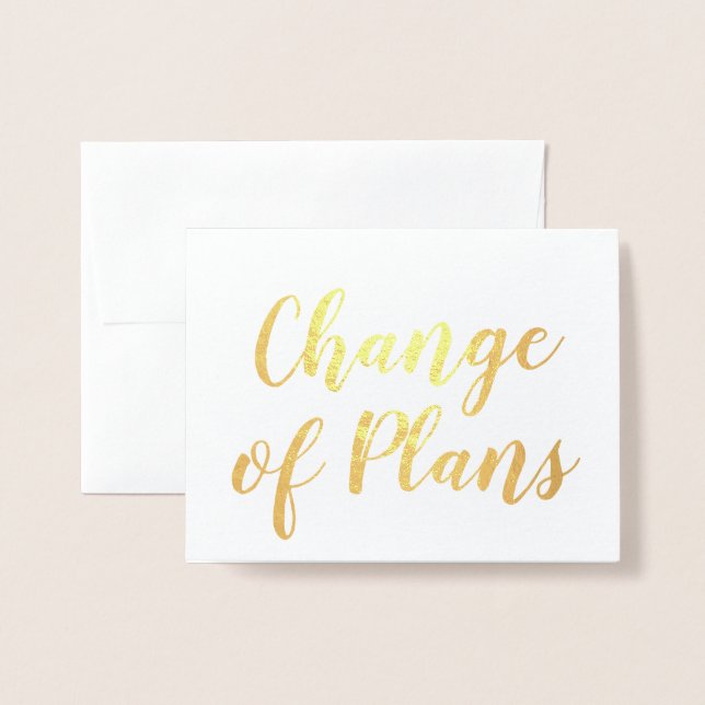 Carte Dorée Chic Elegant Changement de Plans Mariage Gold (Devant avec enveloppe)