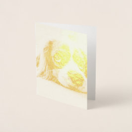 Carte Dorée Chien Espagnol Coqueur Triste