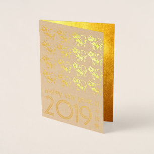 Carte Dorée Chinoise Papercut Pig Year 2019 Luxury Kraft Card