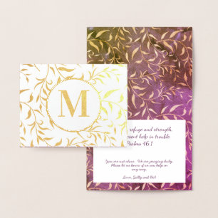Carte Dorée Christian Elegant Or Religieux Floral Monogramme