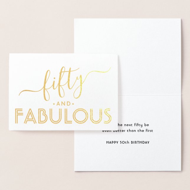 Carte Dorée Cinquante et fabuleux Simple Stylish Joyeux annive (Affichage)