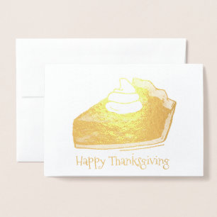 Carte Dorée Citrouille coupe à tarte Autumn Bon thanksgiving d