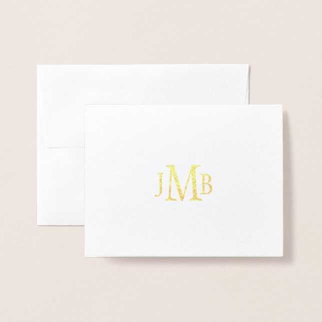 Carte Dorée Classic Monogramme Merci Or (Devant avec enveloppe)