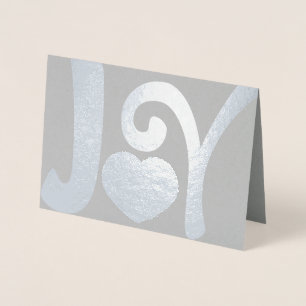 Carte Dorée Coeur argenté de Noël de joie